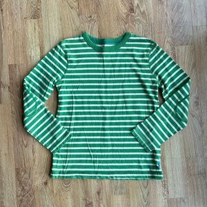 Mini Boden Green Striped Long Sleeve Shirt Size 9/10